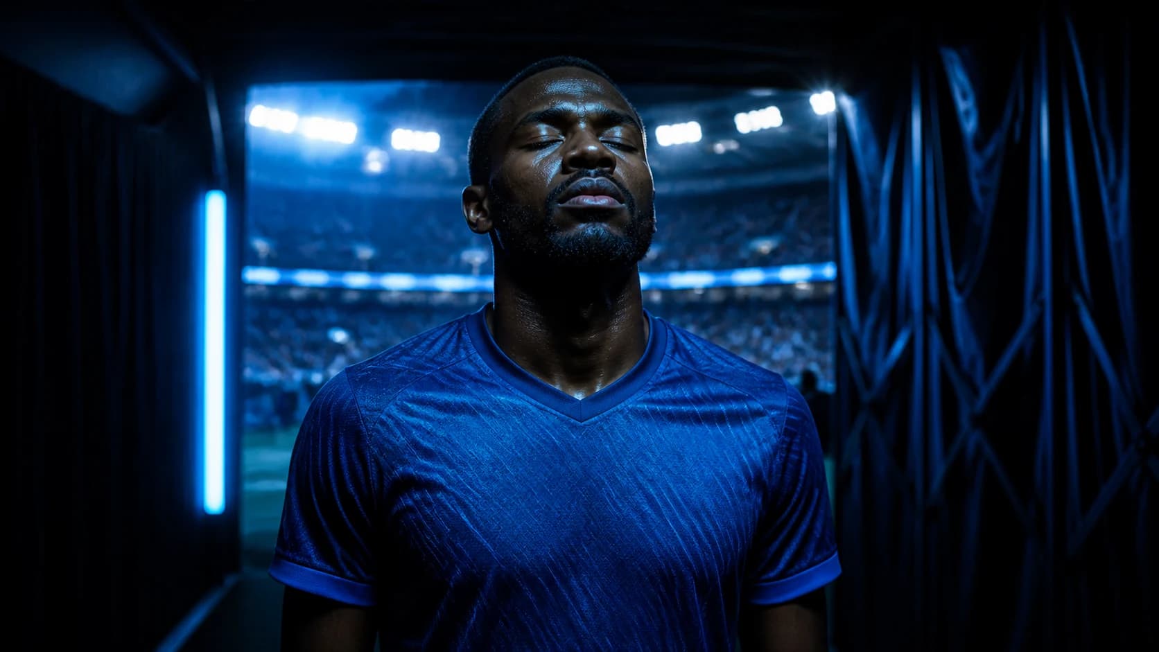 Player ready to enter a football match